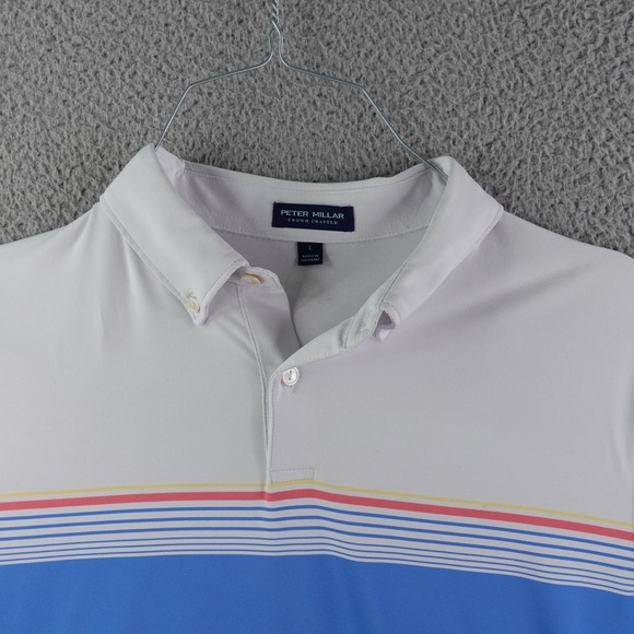Peter Millar Crown Crafted Polo Mens Large Sunshine Performance Jersey - Picture 2 of 9